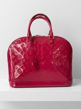 Louis Vuitton Pink Rose Indian Leather Monogram Vernis Alma GM Pristine, COA